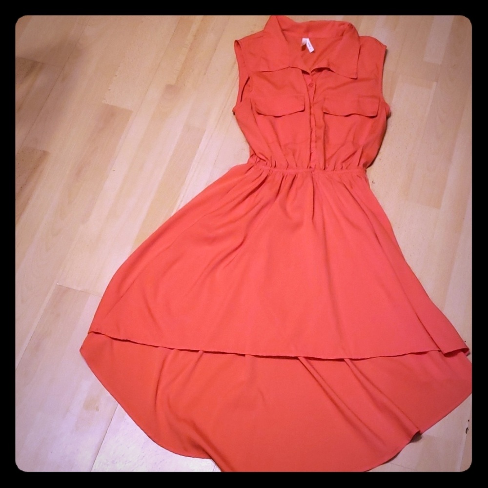 Coral sleeveless dress